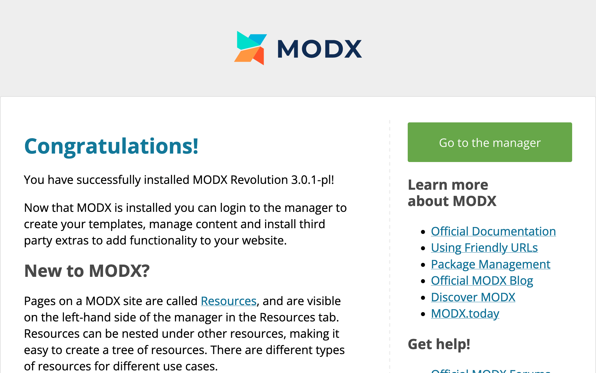 Schermata MODx