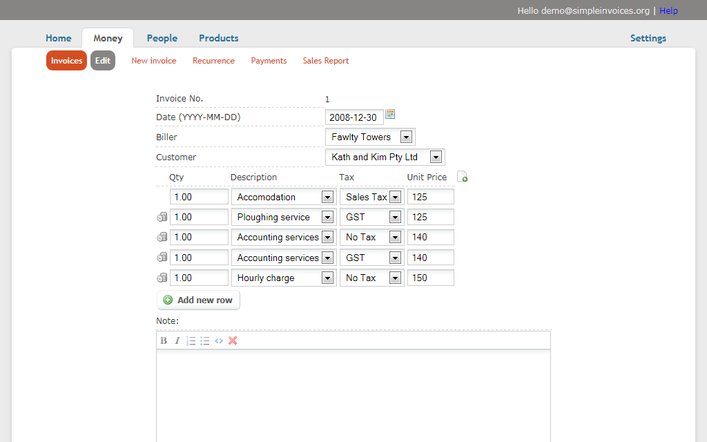 Hosting Simple Invoices